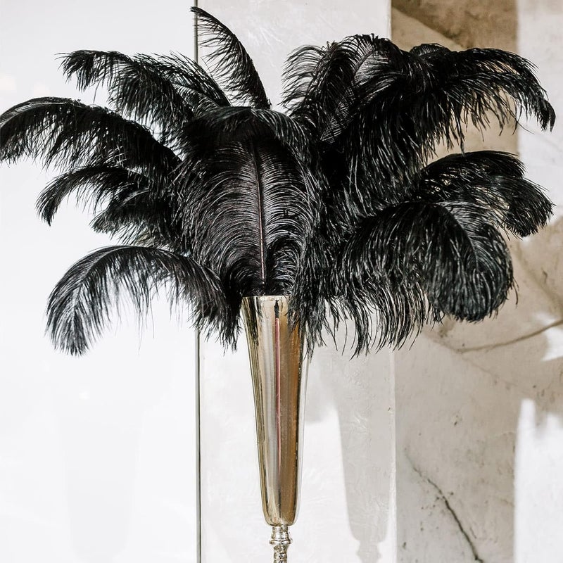 Retrowavy Store 50 Pcs 14-16 Inches Large Natural Ostrich Feathers Bulk for Centerpieces for Wedding Party Centerpieces Home Decoration Flower Arrangement (Black) - Image 3